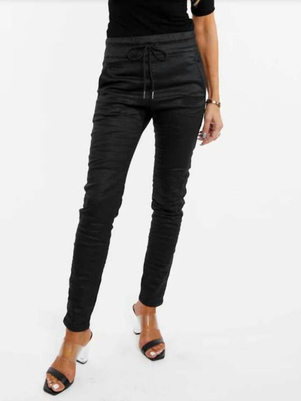 BEVY FLOG Black Slim Drawstring Jogger Pants
